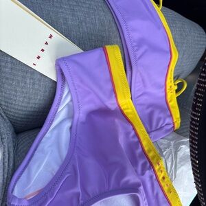 Marni Lavender Swim Top with Yellow Trim